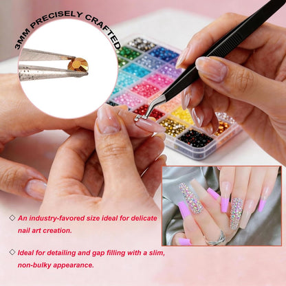Ayzololo 42 Colors Resin Jelly Rhinestones for Bedazzling - 3mm 32000Pcs Flatback Gems with B7000 Glue, Tweezer & Pickup Pen for Nail Art, DIY Crafts, Phone Cases