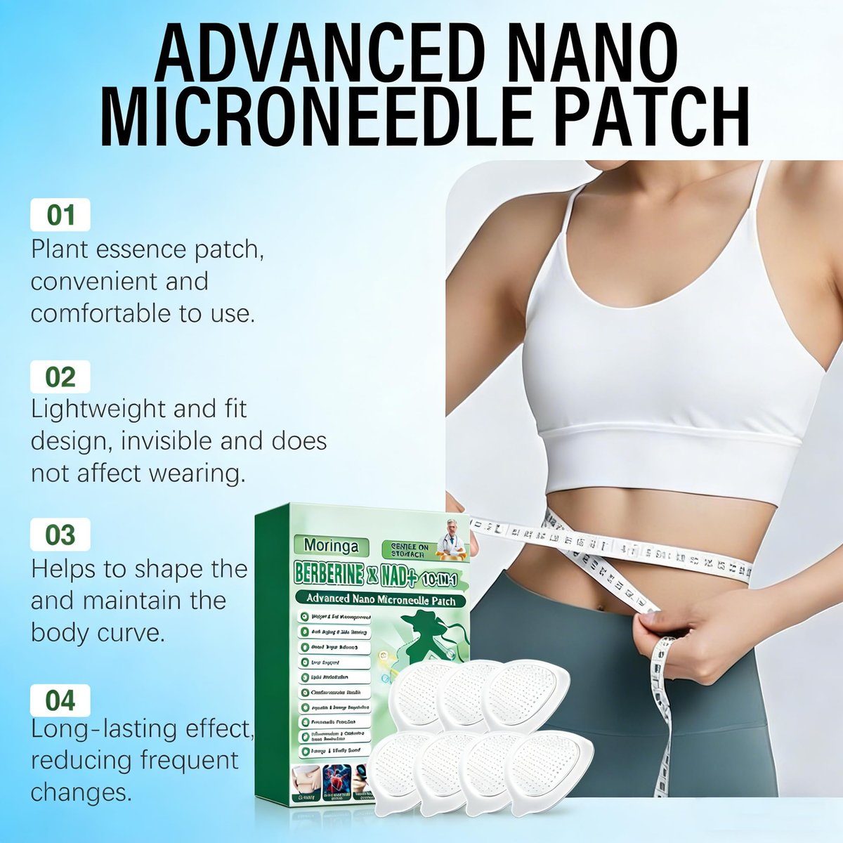 POSOJPIP Moringa Berberine Patches, 2026 Upgraded 10-in-1 Nano Microdarts Patch, Natural Herbal Body Patch for Women & Men, Suitable for All Skin Types - Set of 2 Boxes Avelisse
