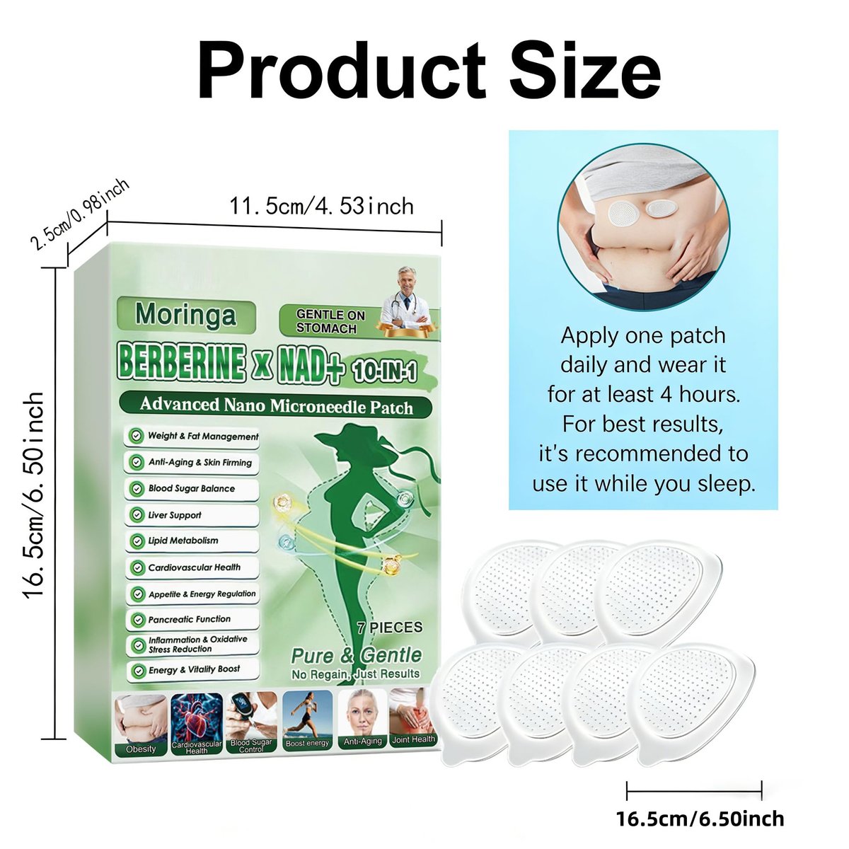 POSOJPIP Moringa Berberine Patches, 2026 Upgraded 10-in-1 Nano Microdarts Patch, Natural Herbal Body Patch for Women & Men, Suitable for All Skin Types - Set of 2 Boxes Avelisse