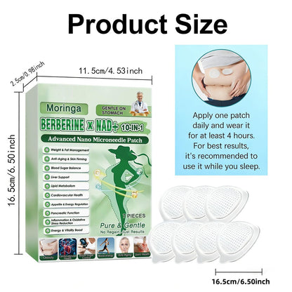 POSOJPIP Moringa Berberine Patches, 2026 Upgraded 10-in-1 Nano Microdarts Patch, Natural Herbal Body Patch for Women & Men, Suitable for All Skin Types - Set of 2 Boxes Avelisse