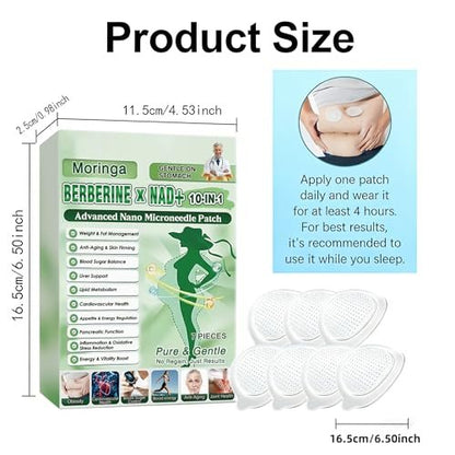 POSOJPIP Moringa Berberine Patches, 2026 Upgraded 10-in-1 Nano Microdarts Patch, Natural Herbal Body Patch for Women & Men, Suitable for All Skin Types - Set of 2 Boxes Avelisse