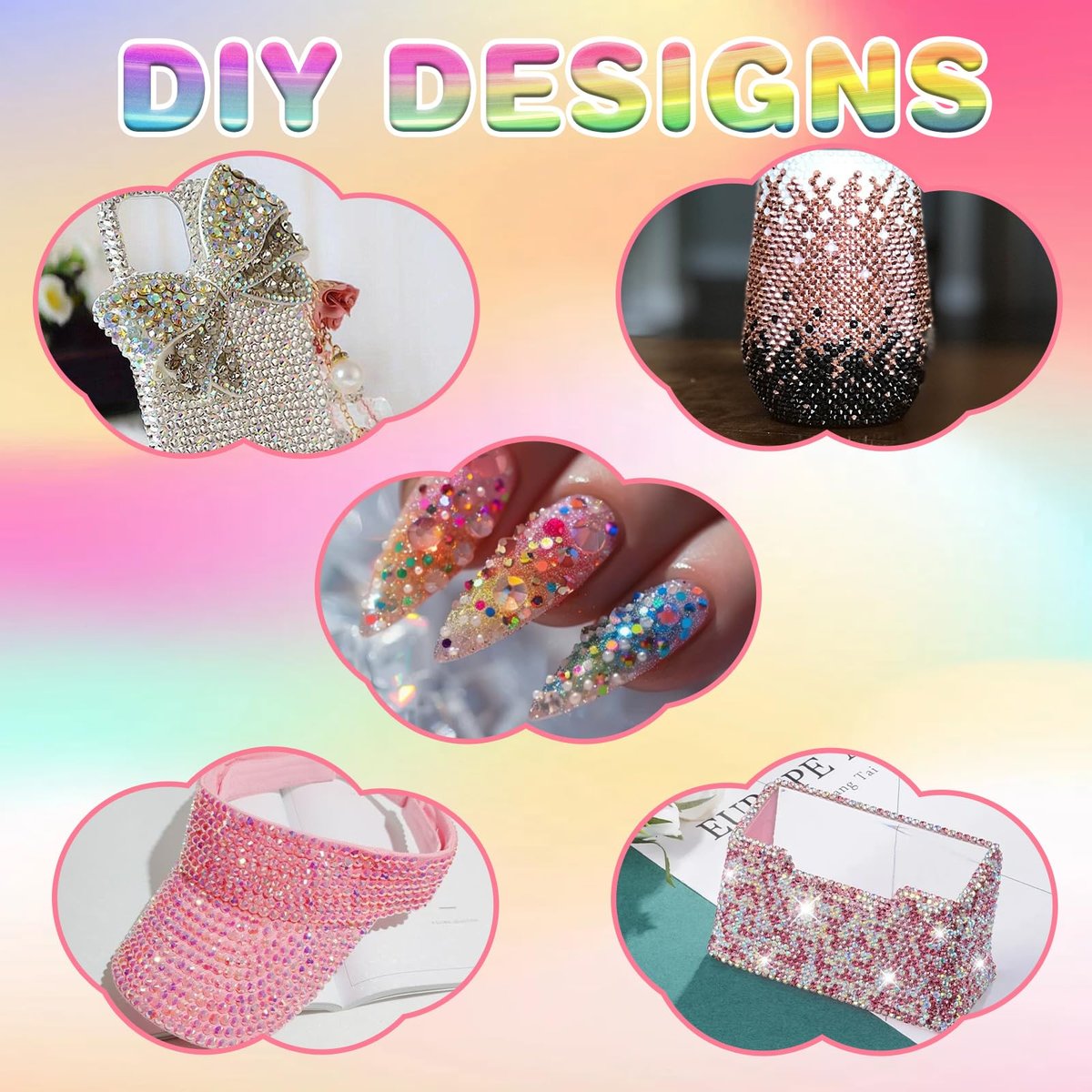 32000Pcs Resin Jelly Rhinestones for Bedazzling - 3mm Multicolor Flatback Gems DIY Kit with 3 B7000 Glue - for Nail Art, Diamond Art & Crafts Avelisse