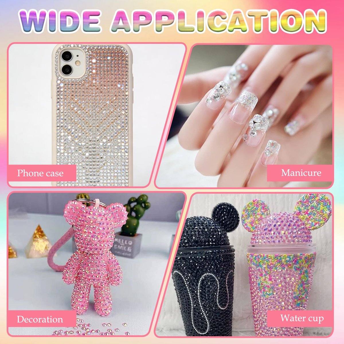 32000Pcs Resin Jelly Rhinestones for Bedazzling - 3mm Multicolor Flatback Gems DIY Kit with 3 B7000 Glue - for Nail Art, Diamond Art & Crafts Avelisse