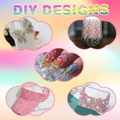 32000Pcs Resin Jelly Rhinestones for Bedazzling - 3mm Multicolor Flatback Gems DIY Kit with 3 B7000 Glue - for Nail Art, Diamond Art & Crafts Avelisse