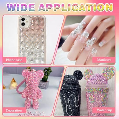 32000Pcs Resin Jelly Rhinestones for Bedazzling - 3mm Multicolor Flatback Gems DIY Kit with 3 B7000 Glue - for Nail Art, Diamond Art & Crafts Avelisse