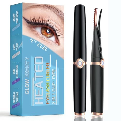 Dust2Oasis 2-in-1 Clip-Type Heated Eyelash Curler – USB Rechargeable, 3 Temperature Settings, Long-Lasting Natural Curl (Shiny Black) Avelisse