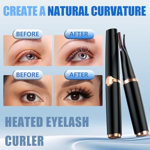 Dust2Oasis 2-in-1 Clip-Type Heated Eyelash Curler – USB Rechargeable, 3 Temperature Settings, Long-Lasting Natural Curl (Shiny Black) Avelisse