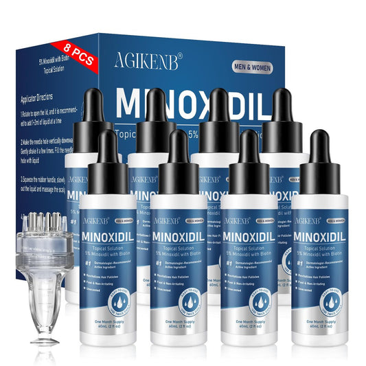 8 Pack 5% Minoxidil Hair Regrowth Treatment for Men and Women – Topical Solution for Hair Loss, Thinning Hair, Receding Hairline & Bald Spots – Supports Beard & Scalp Growth (8 Month Supply) Avelisse