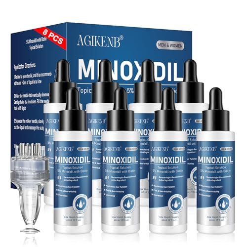 8 Pack 5% Minoxidil Hair Regrowth Treatment for Men and Women – Topical Solution for Hair Loss, Thinning Hair, Receding Hairline & Bald Spots – Supports Beard & Scalp Growth (8 Month Supply) Avelisse