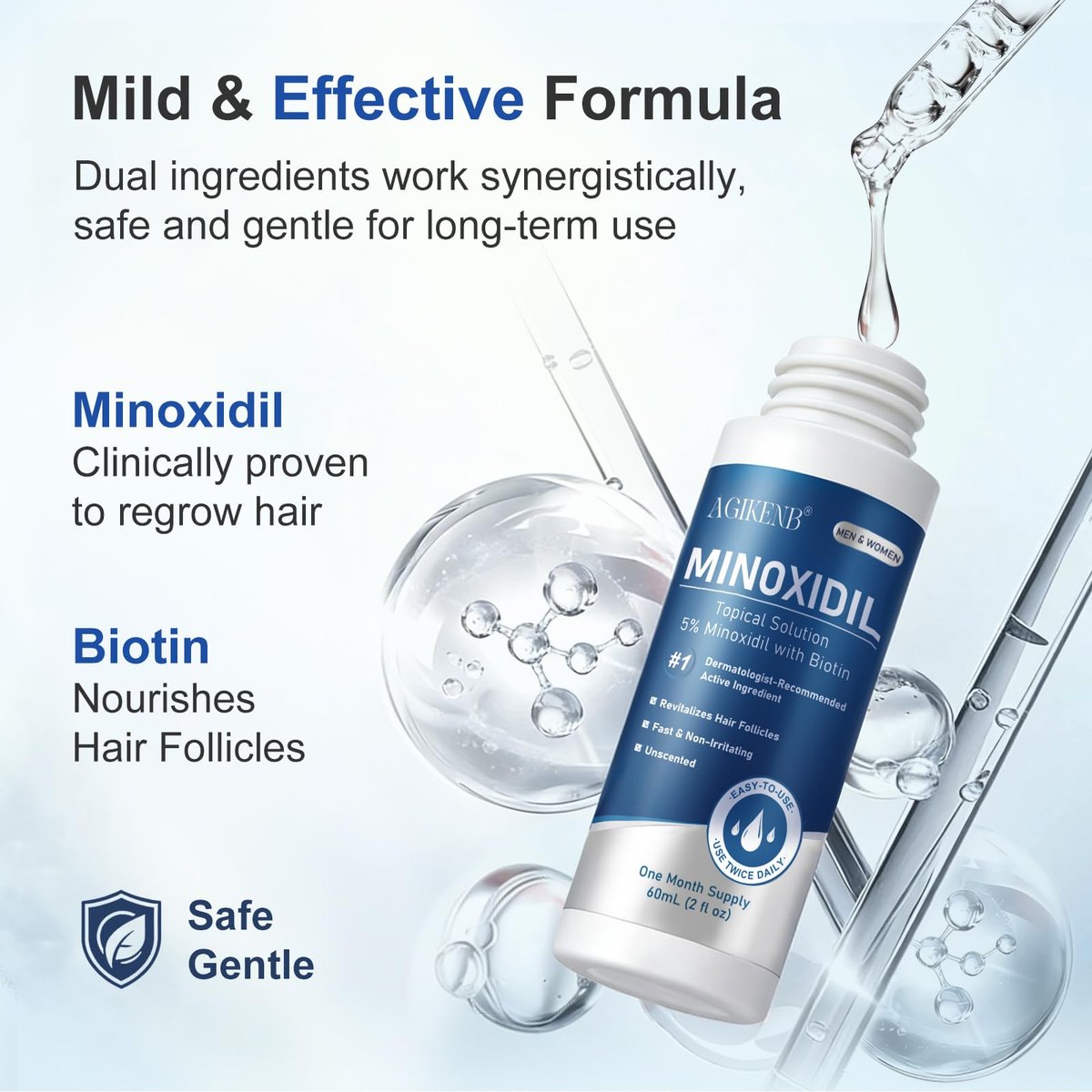8 Pack 5% Minoxidil Hair Regrowth Treatment for Men and Women – Topical Solution for Hair Loss, Thinning Hair, Receding Hairline & Bald Spots – Supports Beard & Scalp Growth (8 Month Supply) Avelisse