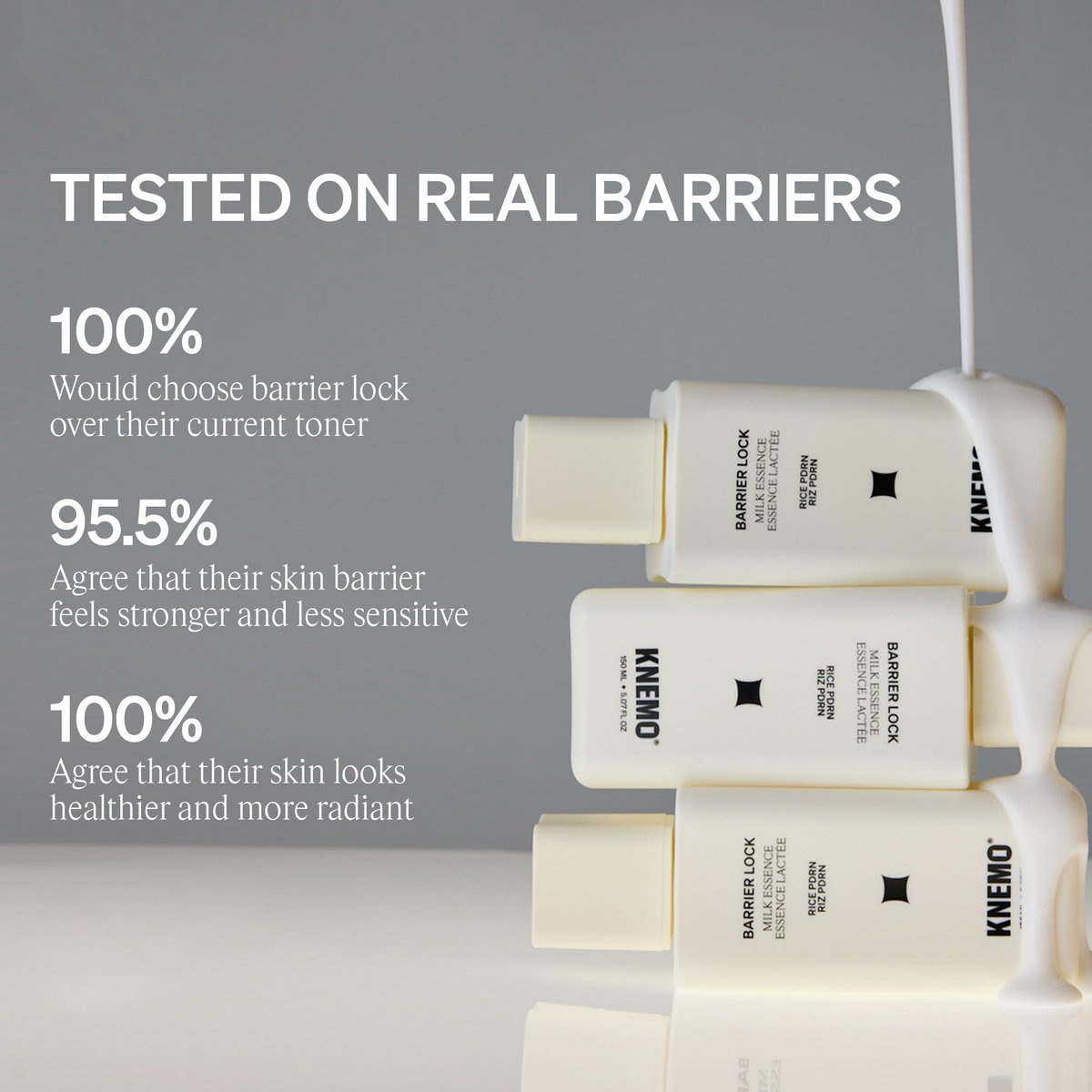 KNEMO BARRIER LOCK Rice PDRN Milk Essence - Intense Hydrating Barrier Repair Toner with 6 Ceramides, Deep Moisture for Dry, Sensitive, & Irritated Skin (5.07 Fl Oz) Avelisse