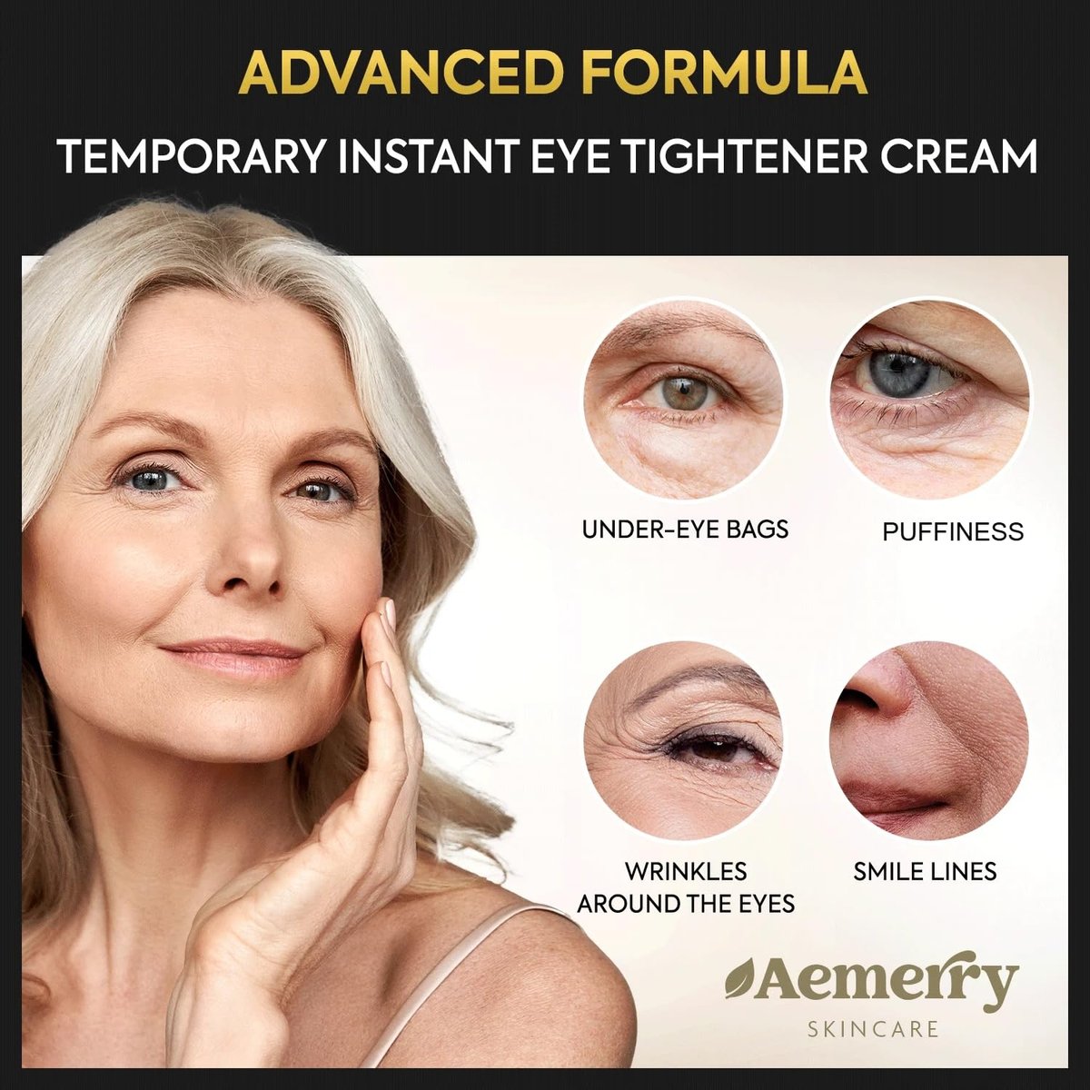 Aemerry Temporary Instant Eye Tightener Cream – Visibly Reduces Puffiness, Under-Eye Bags, Wrinkles & Fine Lines in 2 Minutes, Firms, Lifts & Smooths Eye & Face Area, Anti-Aging Formula for Women and Men, 1oz Avelisse