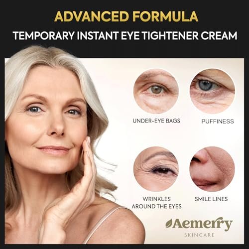 Aemerry Temporary Instant Eye Tightener Cream – Visibly Reduces Puffiness, Under-Eye Bags, Wrinkles & Fine Lines in 2 Minutes, Firms, Lifts & Smooths Eye & Face Area, Anti-Aging Formula for Women and Men, 1oz Avelisse
