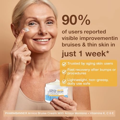PHARMBANNER Arnica Bruise Cream Extra Strength – Fast-Acting Arnica Montana with Vitamins K, C & E for Bruising, Swelling, Discoloration & Thin Skin – Hydrating Moisturizer for Face & Body – 4 oz Avelisse