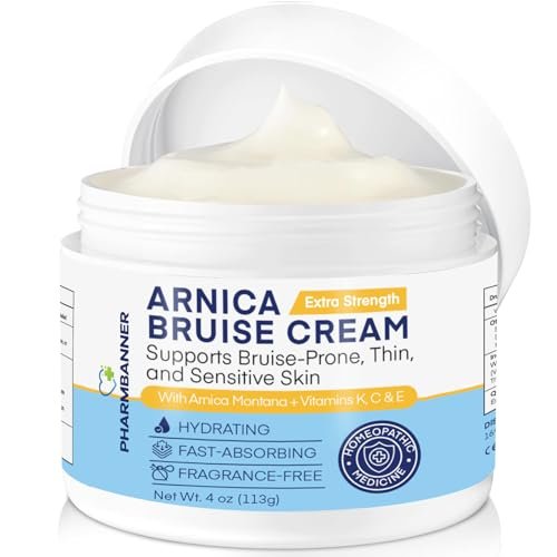 PHARMBANNER Arnica Bruise Cream Extra Strength – Fast-Acting Arnica Montana with Vitamins K, C & E for Bruising, Swelling, Discoloration & Thin Skin – Hydrating Moisturizer for Face & Body – 4 oz Avelisse
