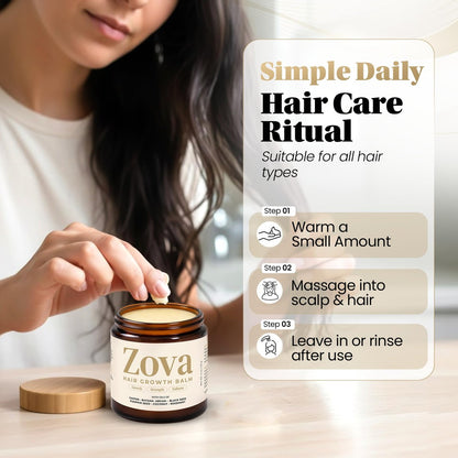 Zova Growth Hair Balm – Batana, Castor, Argan & Rosemary Oil Blend for Thicker, Stronger Hair – Deep Scalp Nourishing Hair Treatment for Men & Women – Natural Hair Repair & Moisturizing Balm 4 oz Avelisse