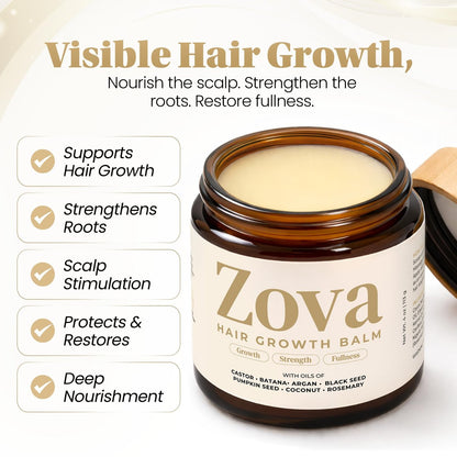 Zova Growth Hair Balm – Batana, Castor, Argan & Rosemary Oil Blend for Thicker, Stronger Hair – Deep Scalp Nourishing Hair Treatment for Men & Women – Natural Hair Repair & Moisturizing Balm 4 oz Avelisse