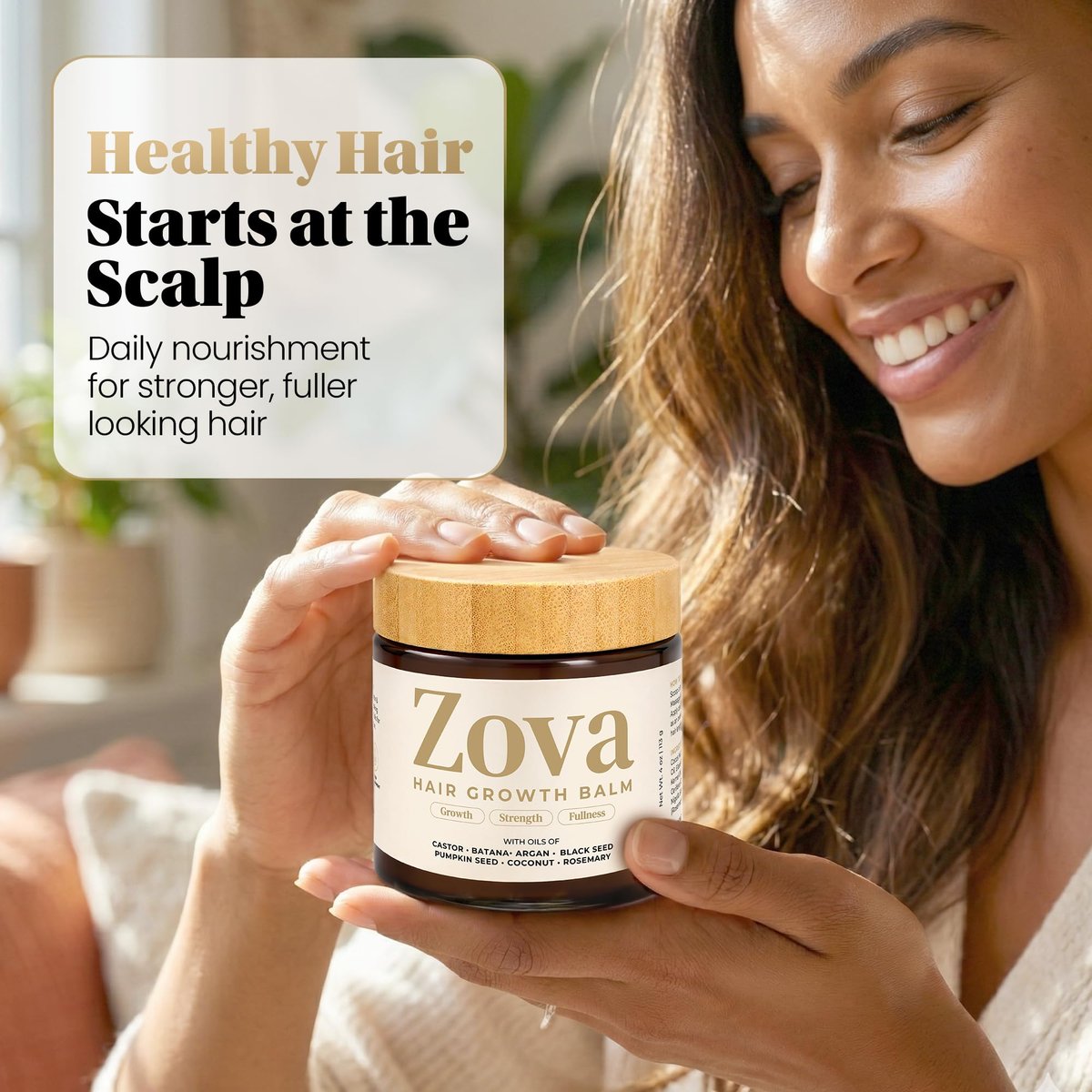 Zova Growth Hair Balm – Batana, Castor, Argan & Rosemary Oil Blend for Thicker, Stronger Hair – Deep Scalp Nourishing Hair Treatment for Men & Women – Natural Hair Repair & Moisturizing Balm 4 oz Avelisse