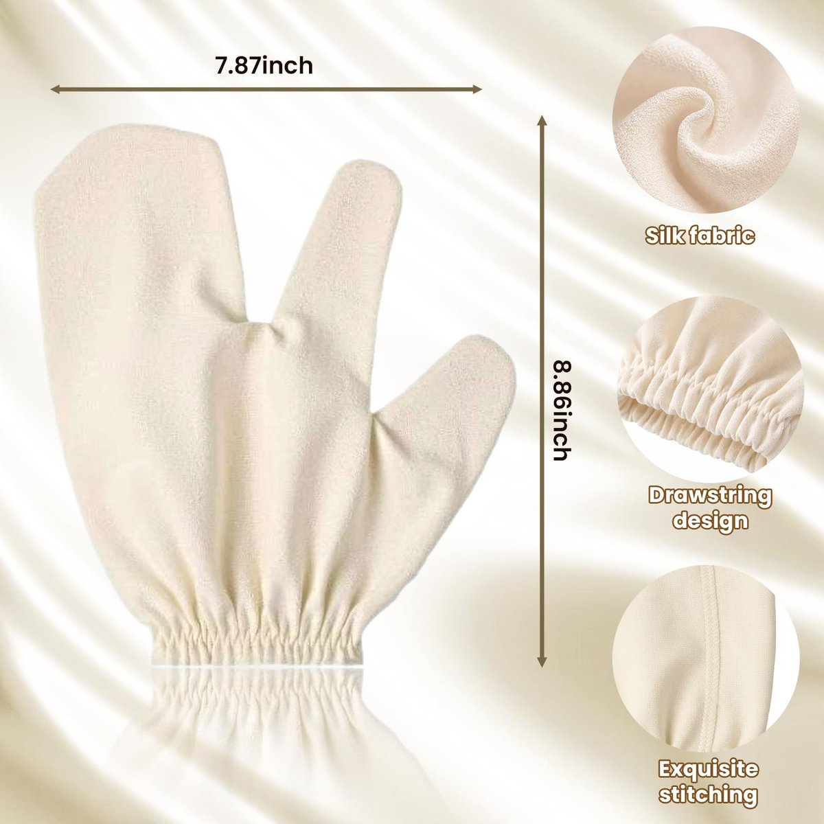Garshana Gloves Raw Silk Massage Gloves – Ayurvedic Lymphatic Dry Brushing & Exfoliating Glove for Body, Cellulite & Smooth Skin, Portable for Women Avelisse