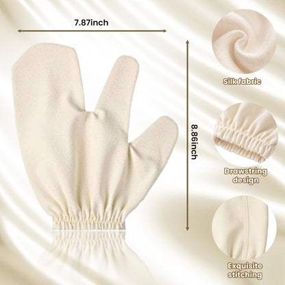 Garshana Gloves Raw Silk Massage Gloves – Ayurvedic Lymphatic Dry Brushing & Exfoliating Glove for Body, Cellulite & Smooth Skin, Portable for Women Avelisse