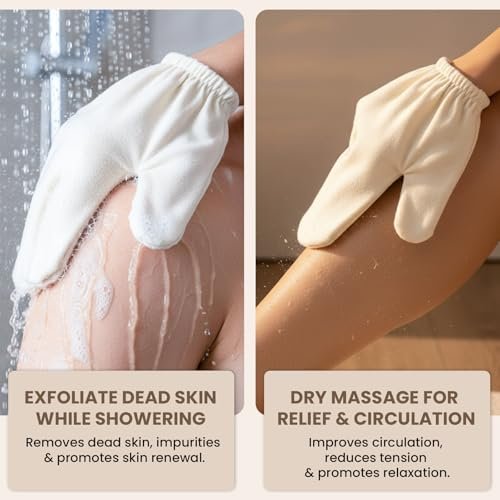 Garshana Gloves Raw Silk Massage Gloves – Ayurvedic Lymphatic Dry Brushing & Exfoliating Glove for Body, Cellulite & Smooth Skin, Portable for Women Avelisse