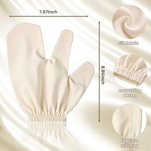 Garshana Gloves Raw Silk Massage Gloves – Ayurvedic Lymphatic Dry Brushing & Exfoliating Glove for Body, Cellulite & Smooth Skin, Portable for Women Avelisse