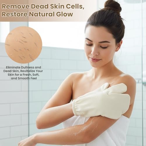 Garshana Gloves Raw Silk Massage Gloves – Ayurvedic Lymphatic Dry Brushing & Exfoliating Glove for Body, Cellulite & Smooth Skin, Portable for Women Avelisse