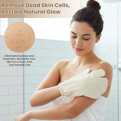 Garshana Gloves Raw Silk Massage Gloves – Ayurvedic Lymphatic Dry Brushing & Exfoliating Glove for Body, Cellulite & Smooth Skin, Portable for Women Avelisse