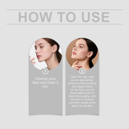 Upgraded Formula Color Changing Foundation Stick - Medium to Full Coverage Cream Foundation with Brush, Portable Dual-Ended, 0.46 Fl Oz (Natural) Avelisse