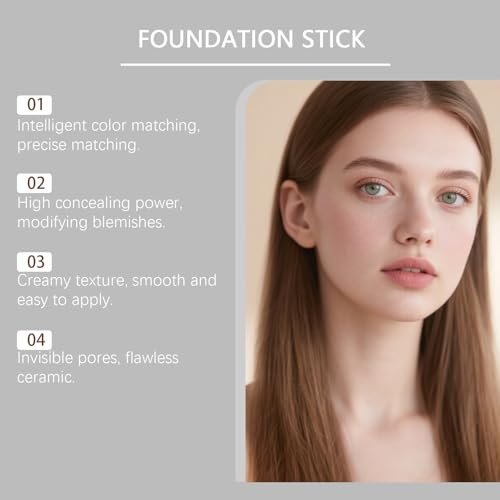 Upgraded Formula Color Changing Foundation Stick - Medium to Full Coverage Cream Foundation with Brush, Portable Dual-Ended, 0.46 Fl Oz (Natural) Avelisse