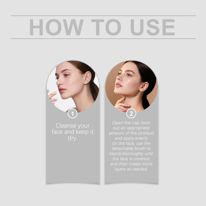 Upgraded Formula Color Changing Foundation Stick - Medium to Full Coverage Cream Foundation with Brush, Portable Dual-Ended, 0.46 Fl Oz (Natural) Avelisse