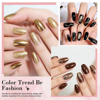 INSEEK Chrome Nail Powder Palette - 9 Colors Metallic Mirror Pigment Glitter Effect Solid Chrome Powder for Nails, Ultra-Fine DIY Nail Art Decoration at Home