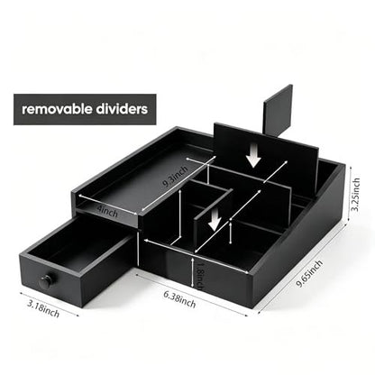 Fengligoo Wooden Cologne Organizer for Men - Adjustable Perfume Display Stand with Black Finish, Dresser Tray for Fragrance Collection - Gift for Men