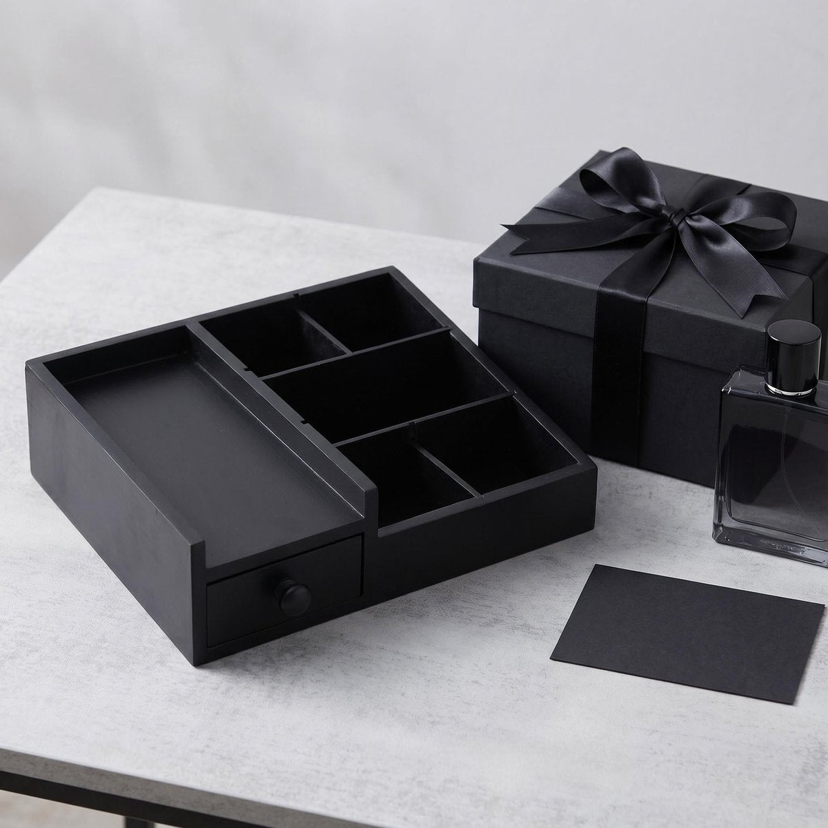 Fengligoo Wooden Cologne Organizer for Men - Adjustable Perfume Display Stand with Black Finish, Dresser Tray for Fragrance Collection - Gift for Men - görsel 17