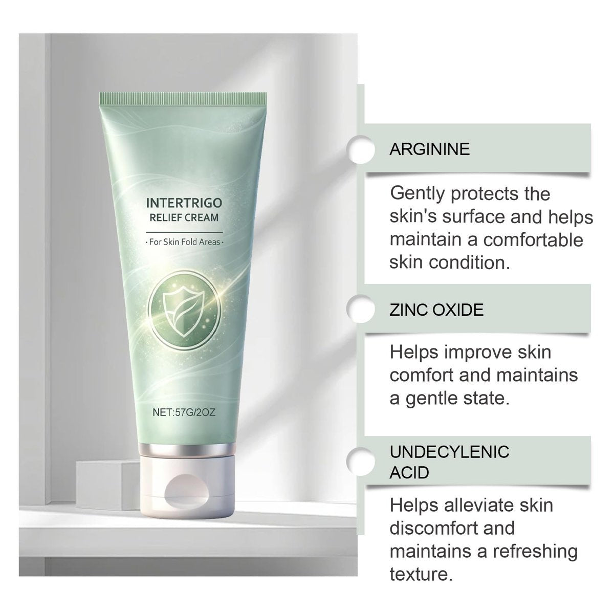 Intertrigo Cream for Treatment & Relief, Advanced Chafing Cream with Zinc Oxide & Undecylenic Acid – Non-Greasy Skin Protectant for Inner Thighs, Underarms, Skin Folds – Moisture Control, 2 Oz - görsel 7