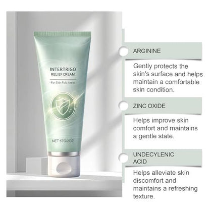 Intertrigo Cream for Treatment & Relief, Advanced Chafing Cream with Zinc Oxide & Undecylenic Acid – Non-Greasy Skin Protectant for Inner Thighs, Underarms, Skin Folds – Moisture Control, 2 Oz