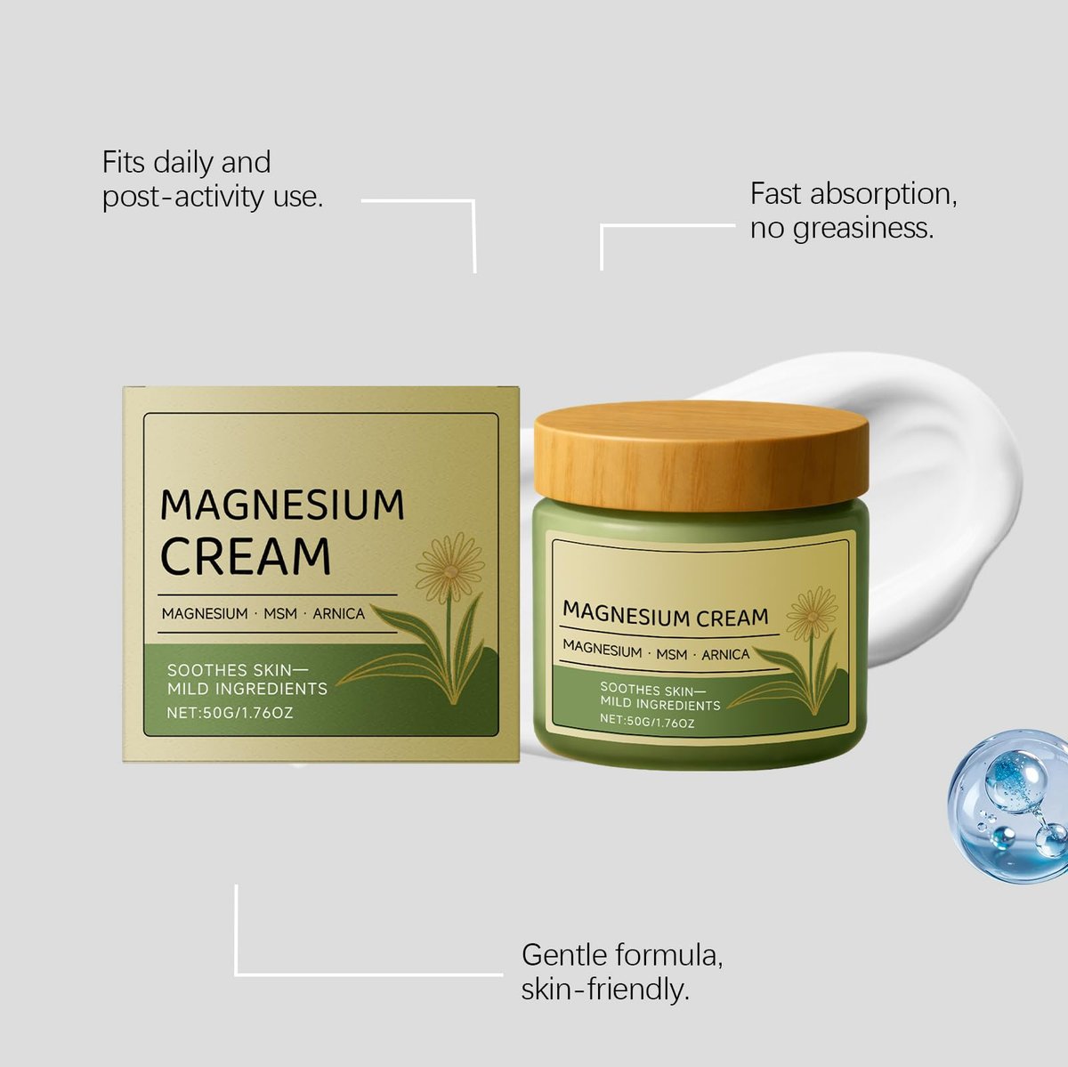 OSFRIAGE Magnesium Cream with MSM & Arnica - Fast-Absorbing, Non-Greasy Massage Cream for Skin Soothing & Daily Comfort (2-Pack) Avelisse