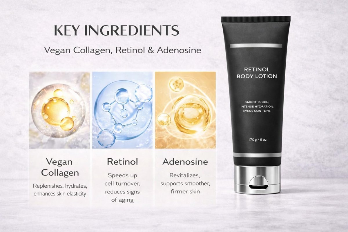 Retinol Body Lotion 170g – Firming Body Cream for Crepey Skin, Intensely Moisturizes Dry, Dehydrated Skin on Neck, Arms, Thighs & Legs Avelisse