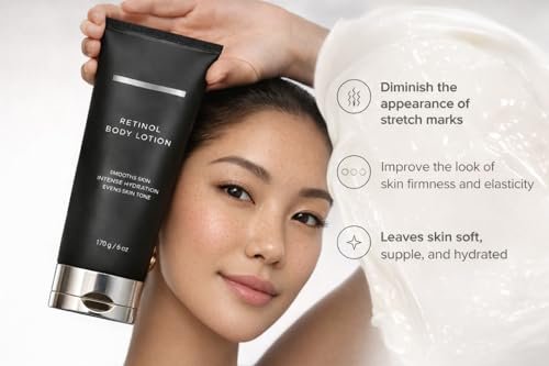 Retinol Body Lotion 170g – Firming Body Cream for Crepey Skin, Intensely Moisturizes Dry, Dehydrated Skin on Neck, Arms, Thighs & Legs Avelisse