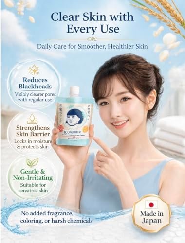 Keana Japanese Rice Face Mask – Pore Care Hydrating Wash-Off Mask with Rice Extract | Skin Smoothing & Moisturizing Facial Mask | Authentic Japanese Skincare 170g Avelisse