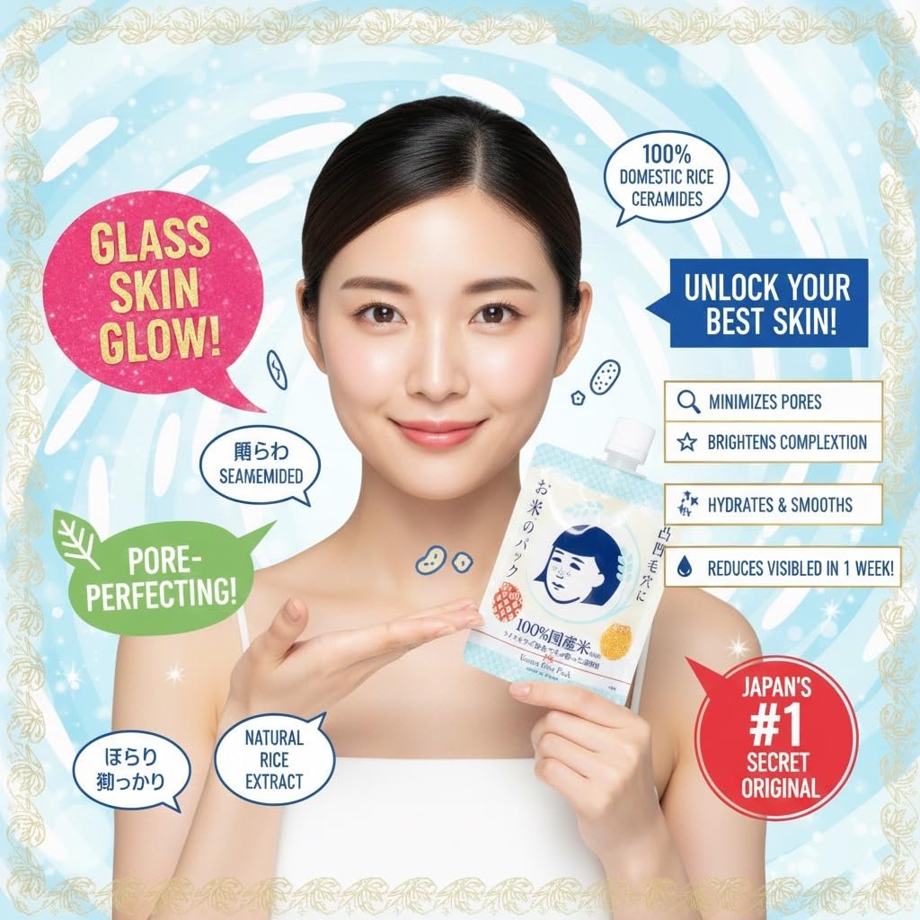Keana Japanese Rice Face Mask – Pore Care Hydrating Wash-Off Mask with Rice Extract | Skin Smoothing & Moisturizing Facial Mask | Authentic Japanese Skincare 170g Avelisse
