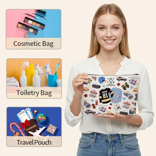 Repnalm Merch Makeup Bag for Women – Canvas Cosmetic Bag for Her, Mother, Friend (White, 10"x7"x2") - görsel 10