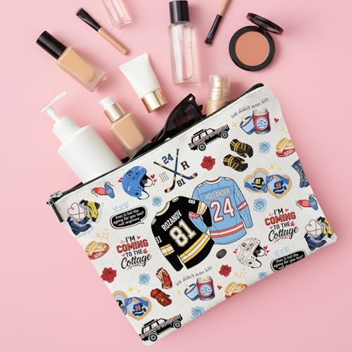 Repnalm Merch Makeup Bag for Women – Canvas Cosmetic Bag for Her, Mother, Friend (White, 10"x7"x2") - görsel 4