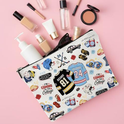 Repnalm Merch Makeup Bag for Women – Canvas Cosmetic Bag for Her, Mother, Friend (White, 10"x7"x2")