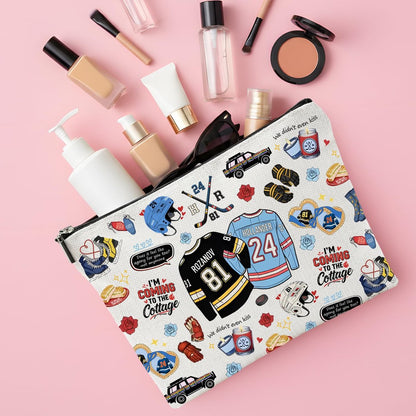 Repnalm Merch Makeup Bag for Women – Canvas Cosmetic Bag for Her, Mother, Friend (White, 10"x7"x2")