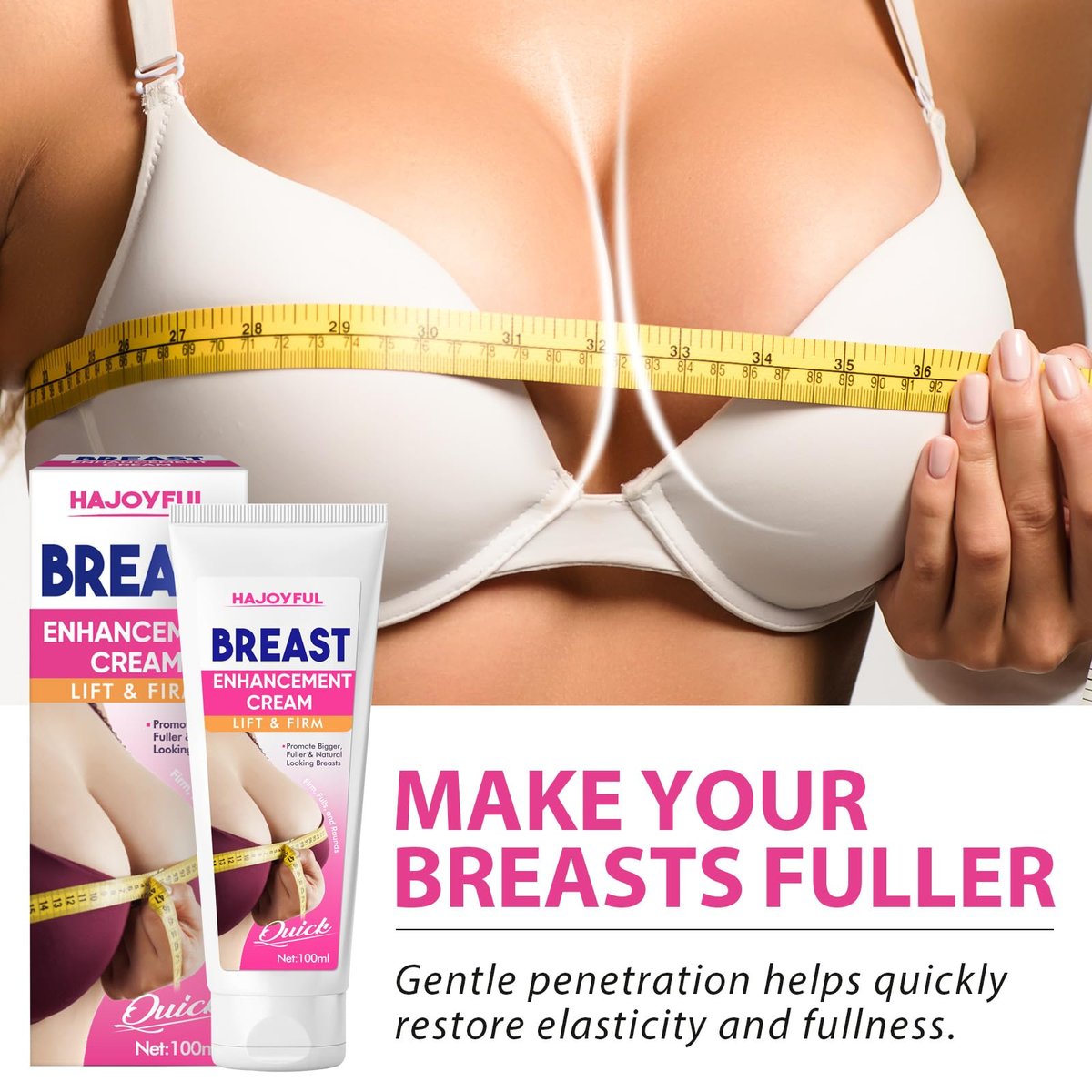 Hajoyful Breast Enhancement Cream – Fast Acting Formula for Breast Growth, Lifting & Firming – Non-Greasy Cream for Visibly Fuller & Firmer Bust Line – Easy-to-Apply Avelisse