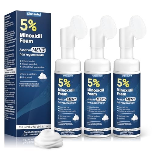 Olassubd Minoxidil 5% Foam for Men – Hair Growth Treatment for Thinning Hair & Receding Hairline, 6.35 oz Avelisse