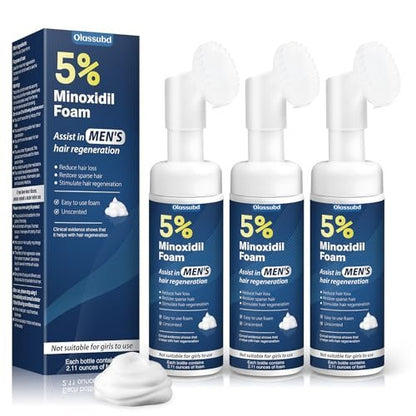 Olassubd Minoxidil 5% Foam for Men – Hair Growth Treatment for Thinning Hair & Receding Hairline, 6.35 oz Avelisse