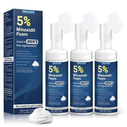 Olassubd Minoxidil 5% Foam for Men – Hair Growth Treatment for Thinning Hair & Receding Hairline, 6.35 oz Avelisse