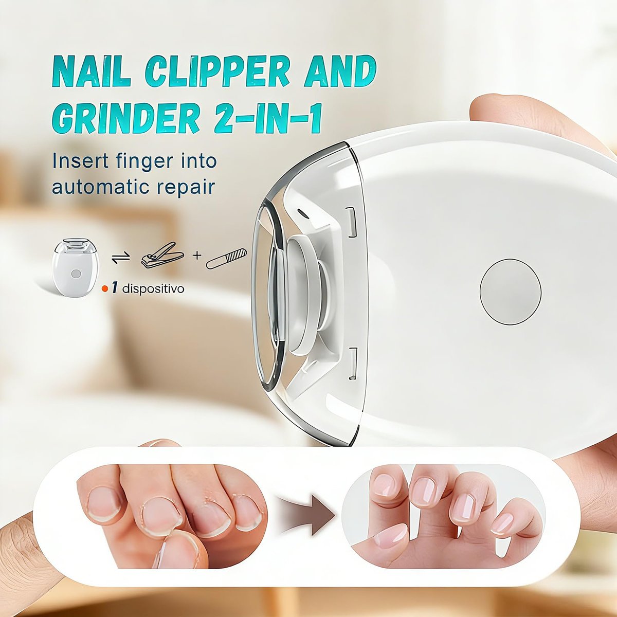 2-Pack Electric Automatic Nail Clipper & Trimmer for Seniors, Whole Family USB Rechargeable, 3-in-1 Toenail & Fingernail Clippers, White - görsel 3